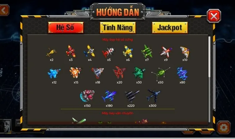 Các loại máy bay trong game Bắn Cá Đại Chiến B52 Tại SV368