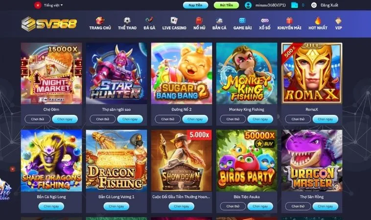 Đa dạng các thể loại game để trải nghiệm tại nhà cái SV368