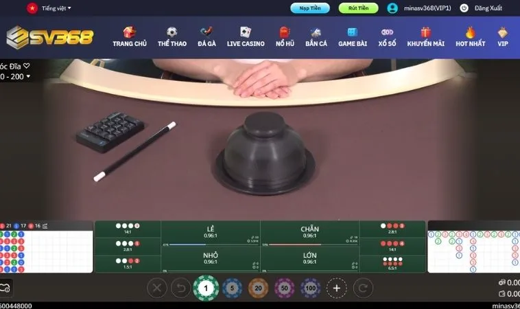 Bàn cược Xóc Đĩa tại SV368
